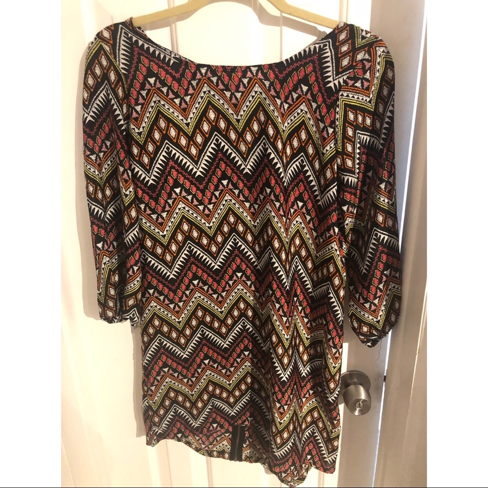 Chiffon print dress/ 70s style dress